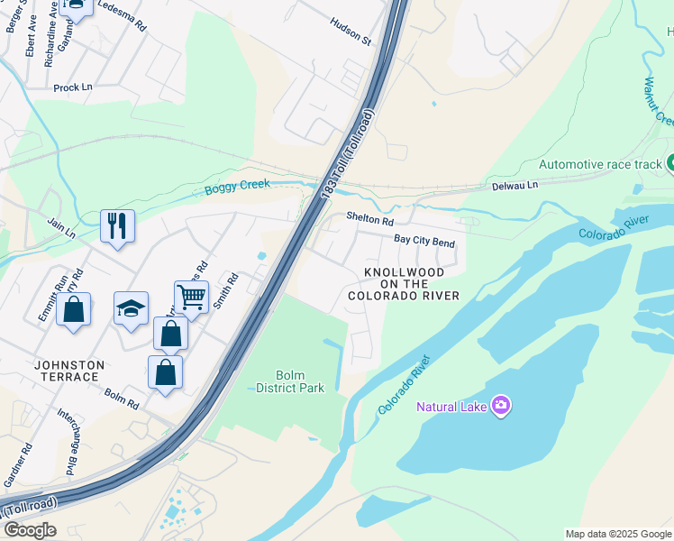 map of restaurants, bars, coffee shops, grocery stores, and more near 6433 Alleyton Drive in Austin