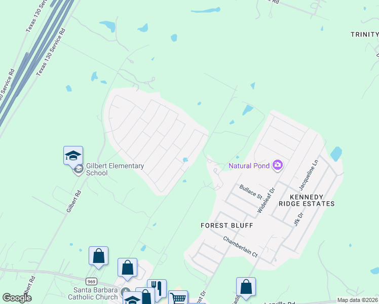 map of restaurants, bars, coffee shops, grocery stores, and more near 5913 Montrelia Drive in Austin