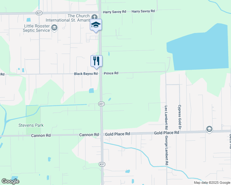 map of restaurants, bars, coffee shops, grocery stores, and more near 6363 Joby Lane in Gonzales