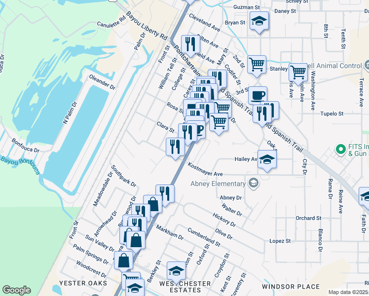 map of restaurants, bars, coffee shops, grocery stores, and more near 3293 U.S. 11 in Slidell
