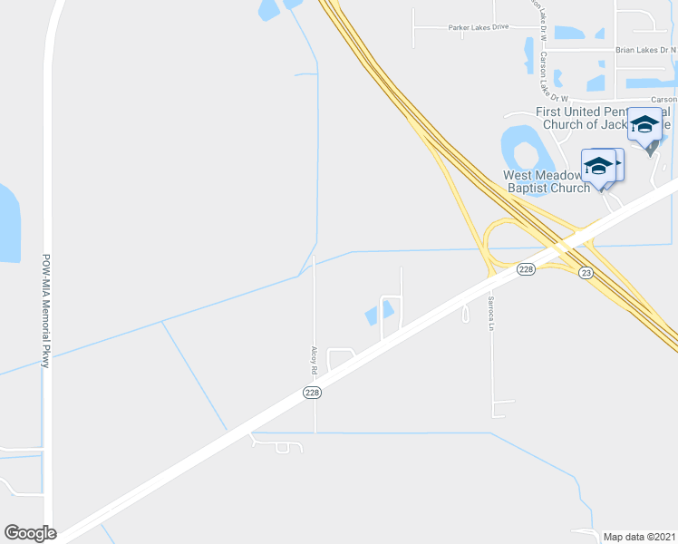 map of restaurants, bars, coffee shops, grocery stores, and more near 3523 Alcoy Road in Jacksonville