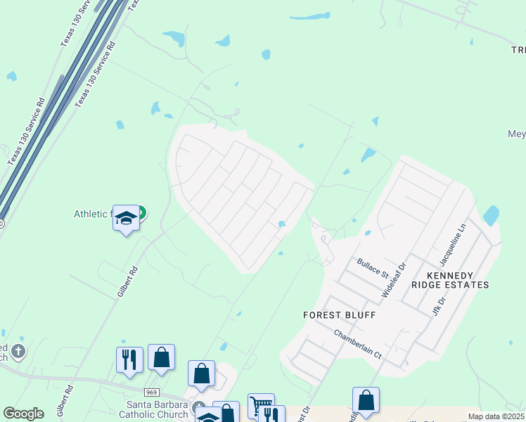 map of restaurants, bars, coffee shops, grocery stores, and more near 5821 Montrelia Drive in Austin
