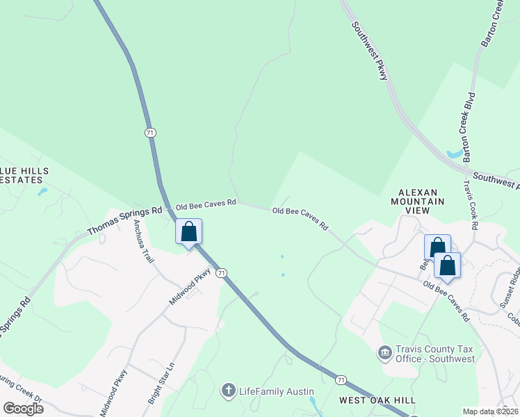 map of restaurants, bars, coffee shops, grocery stores, and more near 9309 Old Bee Caves Road in Austin