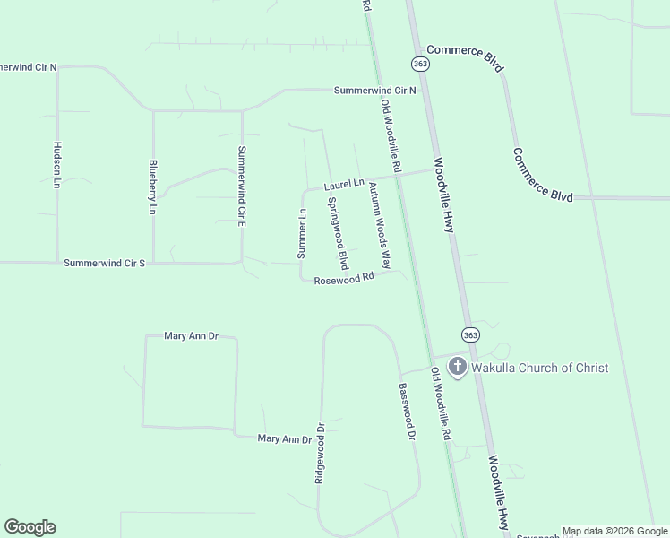 map of restaurants, bars, coffee shops, grocery stores, and more near 26 Rosewood Road in Crawfordville