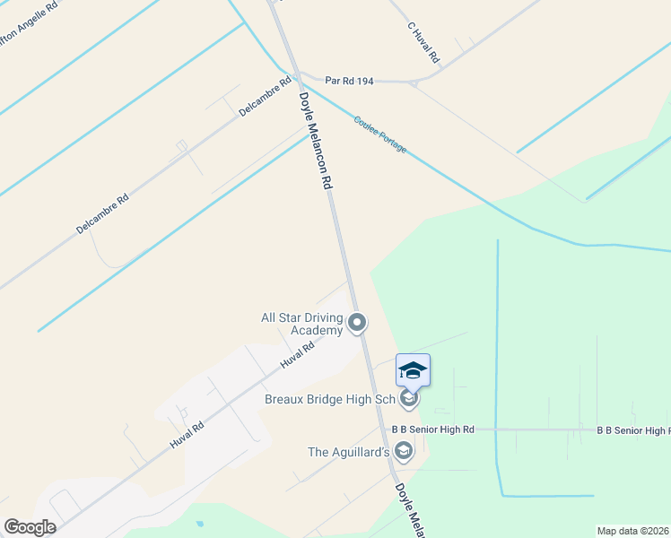 map of restaurants, bars, coffee shops, grocery stores, and more near 2328-2414 Doyle Melancon Road in Breaux Bridge