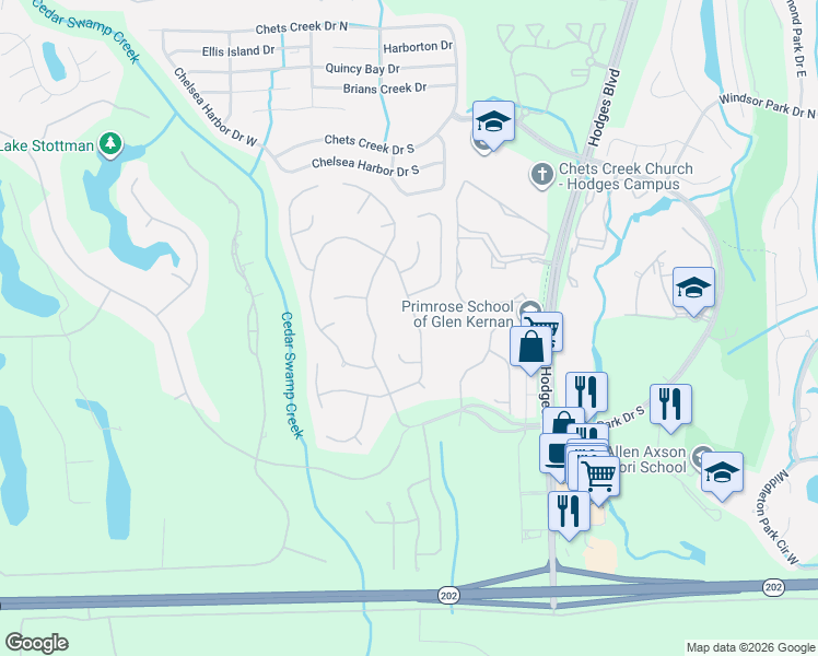 map of restaurants, bars, coffee shops, grocery stores, and more near 4484 Deep River Way East in Jacksonville