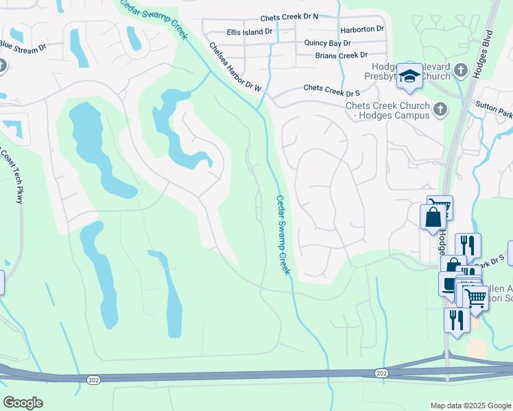 map of restaurants, bars, coffee shops, grocery stores, and more near 4520 Swilcan Bridge Lane North in Jacksonville