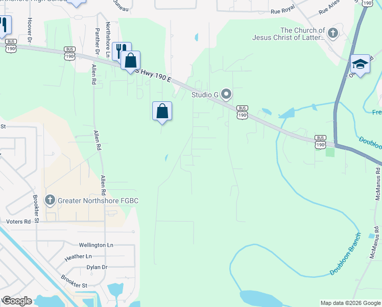 map of restaurants, bars, coffee shops, grocery stores, and more near 40146 Richardson Street in Slidell