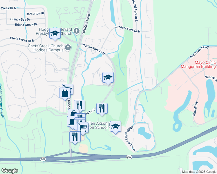 map of restaurants, bars, coffee shops, grocery stores, and more near in Jacksonville