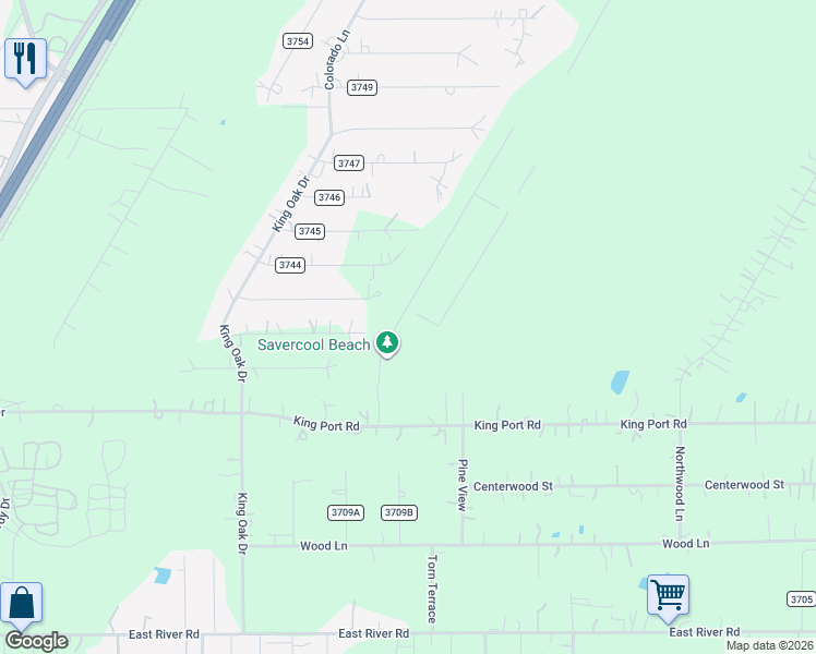 map of restaurants, bars, coffee shops, grocery stores, and more near 1417 King Port Drive in Splendora