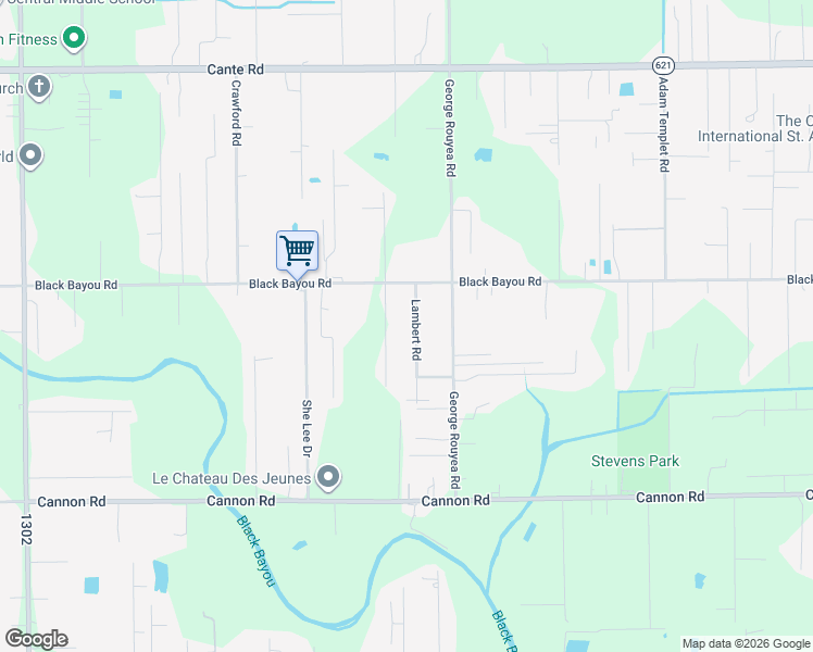 map of restaurants, bars, coffee shops, grocery stores, and more near 42455 Black Bayou Road in Gonzales