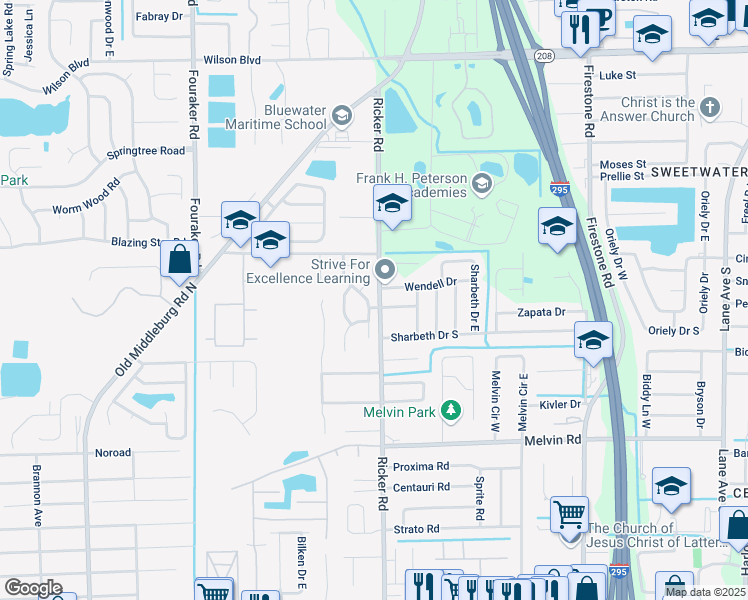 map of restaurants, bars, coffee shops, grocery stores, and more near 4235 Jillian Drive in Jacksonville