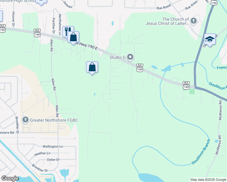 map of restaurants, bars, coffee shops, grocery stores, and more near 40146 Richardson Street in Slidell