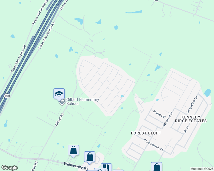 map of restaurants, bars, coffee shops, grocery stores, and more near 5511 Gilbert Road in Austin