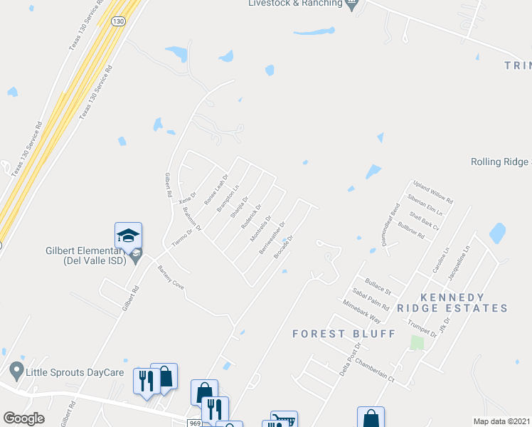 map of restaurants, bars, coffee shops, grocery stores, and more near 5920 Montrelia Drive in Austin