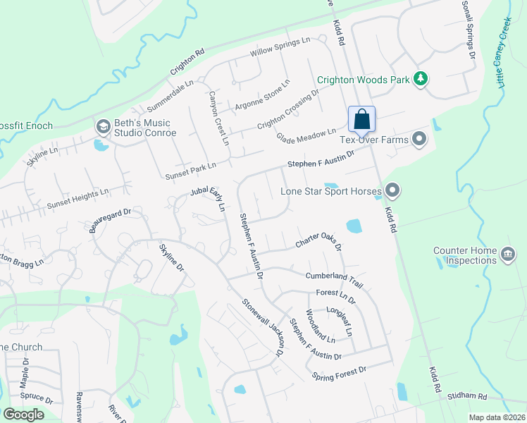 map of restaurants, bars, coffee shops, grocery stores, and more near 563 Landfall Lane in Conroe