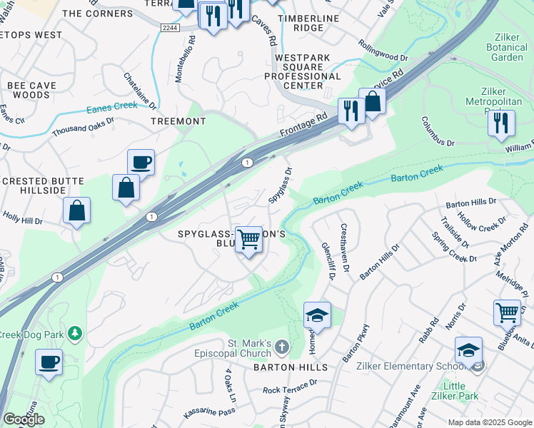 map of restaurants, bars, coffee shops, grocery stores, and more near in Austin