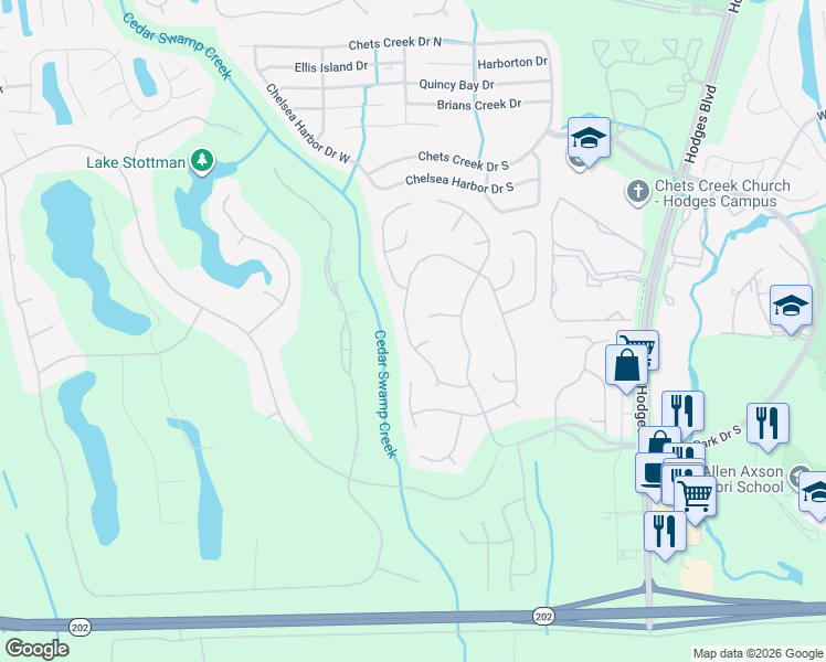 map of restaurants, bars, coffee shops, grocery stores, and more near 4515 Rocky River Road West in Jacksonville