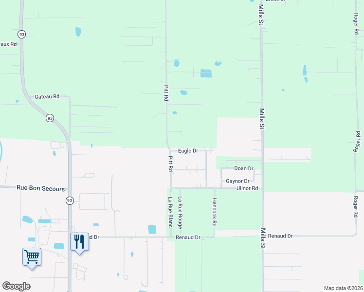 map of restaurants, bars, coffee shops, grocery stores, and more near 103 Eagle Drive in Scott