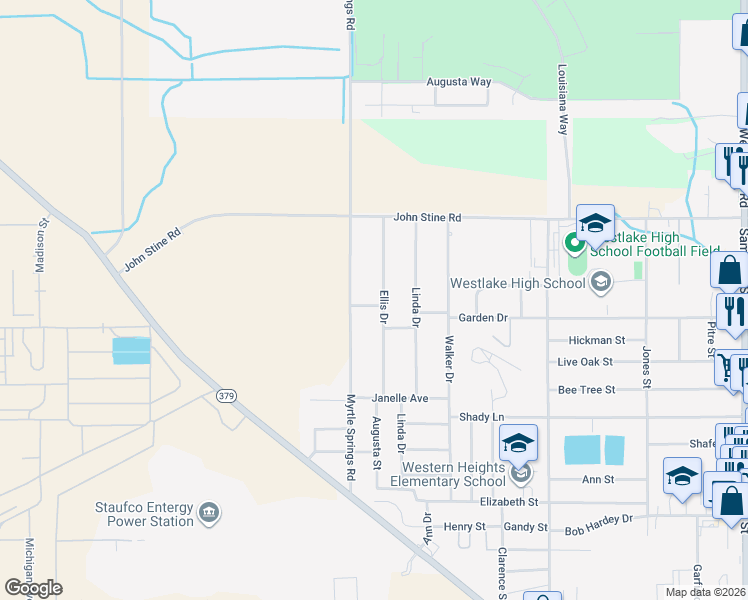 map of restaurants, bars, coffee shops, grocery stores, and more near 2201 Ellis Drive in Westlake