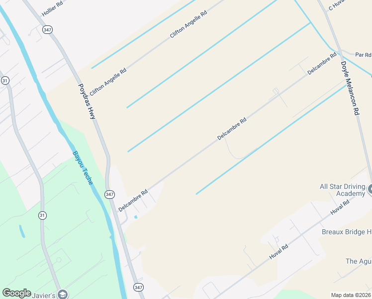 map of restaurants, bars, coffee shops, grocery stores, and more near 1231 Delcambre Road in Breaux Bridge