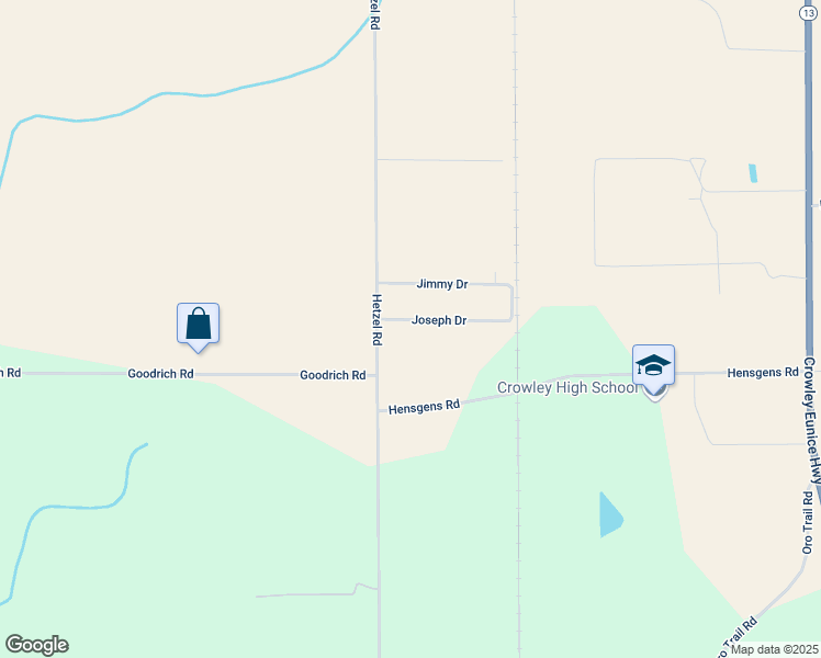 map of restaurants, bars, coffee shops, grocery stores, and more near 515 Hengsens Road in Crowley