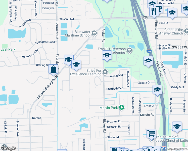 map of restaurants, bars, coffee shops, grocery stores, and more near 4196 Jillian Drive in Jacksonville