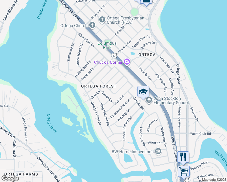 map of restaurants, bars, coffee shops, grocery stores, and more near 4662 Tanbark Road in Jacksonville