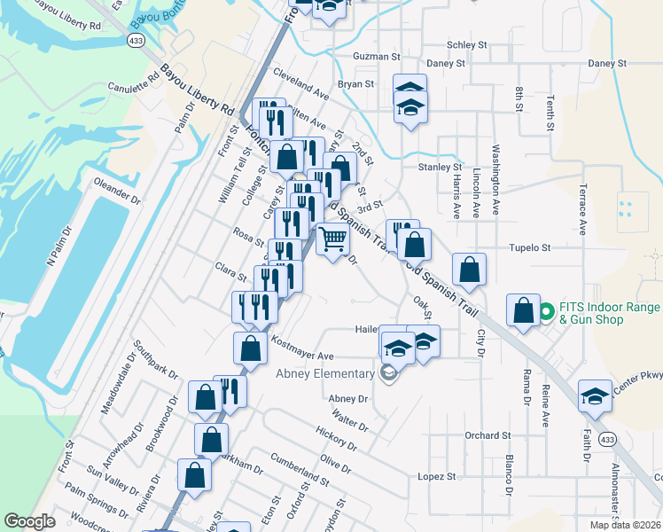 map of restaurants, bars, coffee shops, grocery stores, and more near 3000 Pontchartrain Drive in Slidell
