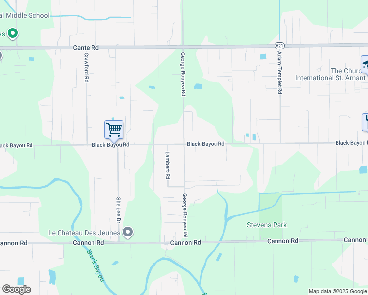 map of restaurants, bars, coffee shops, grocery stores, and more near 13287 George Rouyea Road in Gonzales