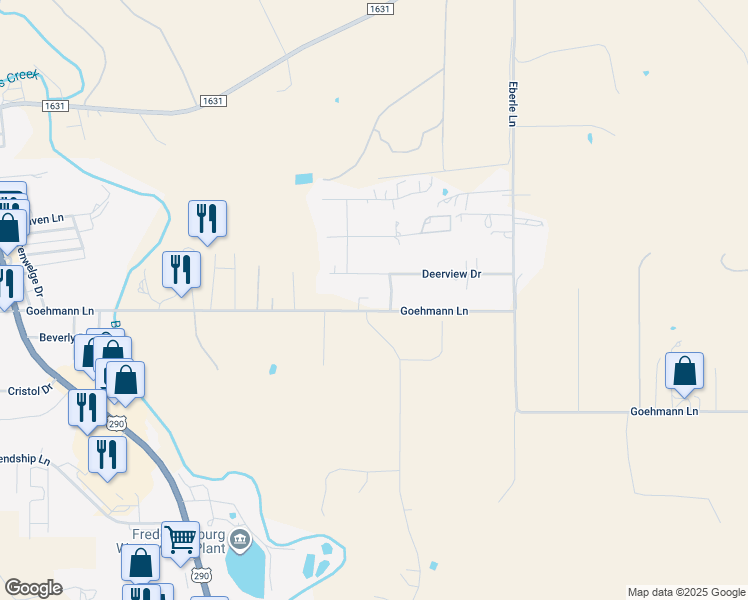 map of restaurants, bars, coffee shops, grocery stores, and more near 513 Deerview Drive in Fredericksburg