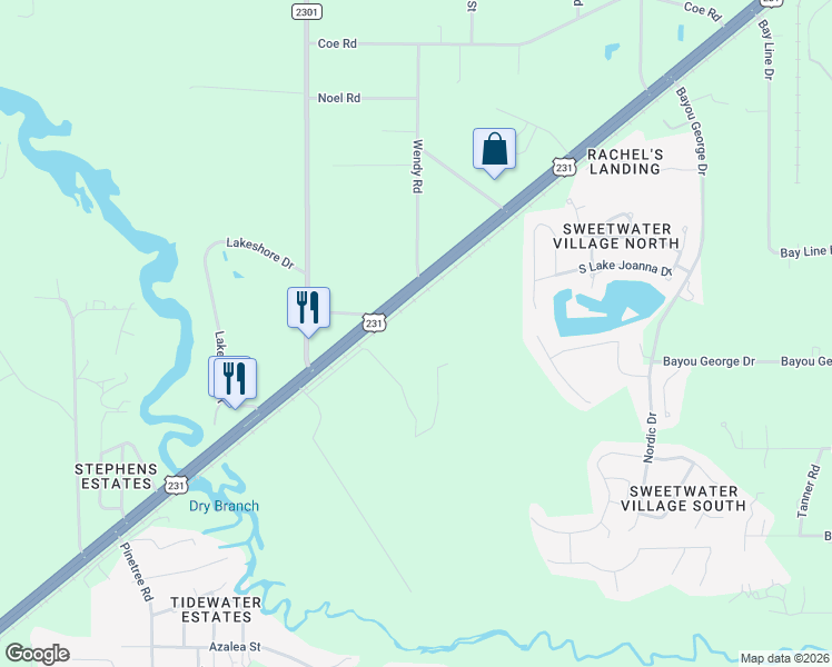 map of restaurants, bars, coffee shops, grocery stores, and more near 6804 U.S. 231 in Panama City