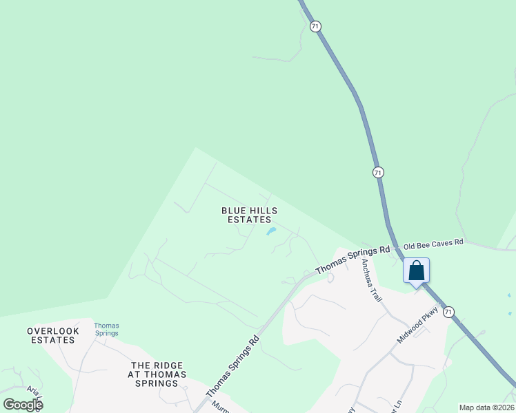 map of restaurants, bars, coffee shops, grocery stores, and more near 9900 Blue Hill Drive in Austin