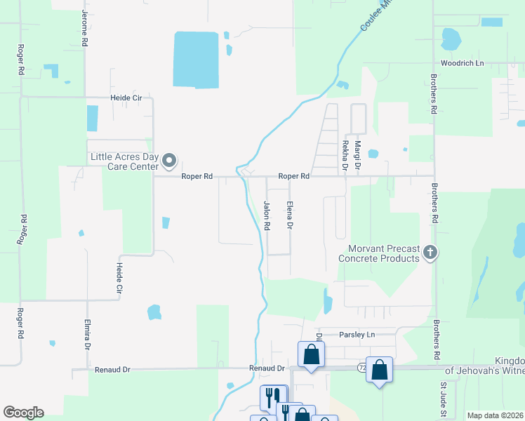 map of restaurants, bars, coffee shops, grocery stores, and more near 134 Jalon Road in Scott