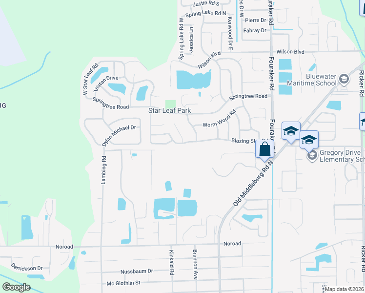 map of restaurants, bars, coffee shops, grocery stores, and more near 8434 Blazing Star Rd in Jacksonville