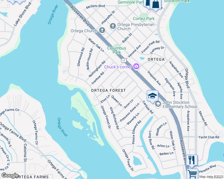 map of restaurants, bars, coffee shops, grocery stores, and more near 4689 Homestead Road in Jacksonville