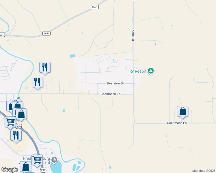 map of restaurants, bars, coffee shops, grocery stores, and more near 613 Deerview Drive in Fredericksburg