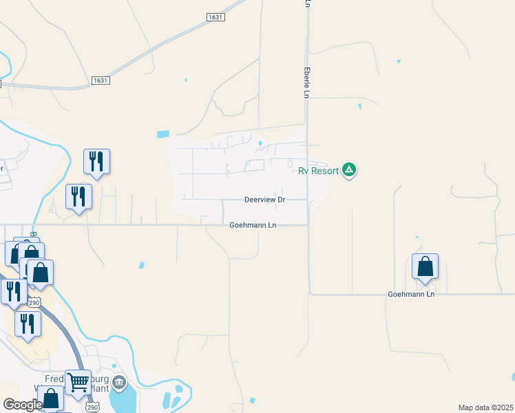 map of restaurants, bars, coffee shops, grocery stores, and more near 613 Deerview Drive in Fredericksburg