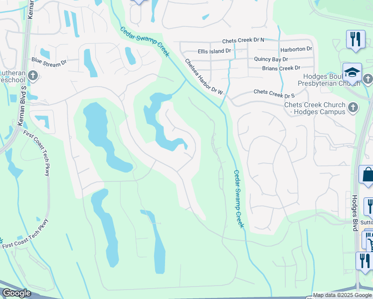 map of restaurants, bars, coffee shops, grocery stores, and more near 12417 Kilmartin Court in Jacksonville