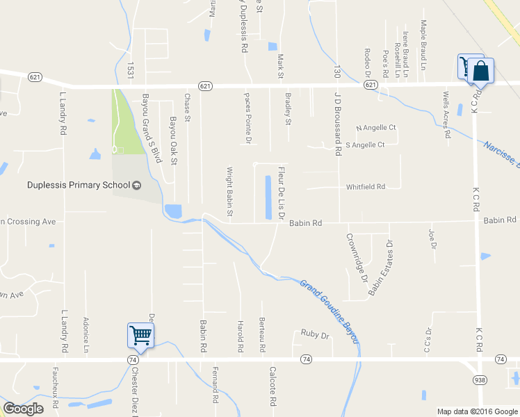map of restaurants, bars, coffee shops, grocery stores, and more near 13288 Rue Maison Boulevard in Gonzales
