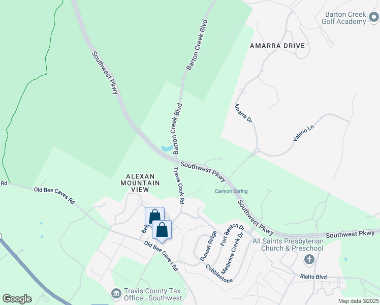 map of restaurants, bars, coffee shops, grocery stores, and more near 8718 Southwest Parkway in Austin