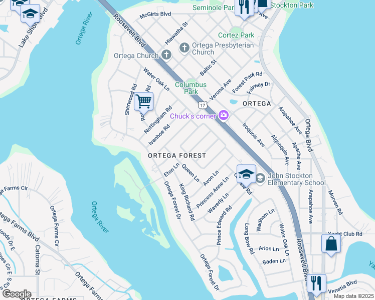 map of restaurants, bars, coffee shops, grocery stores, and more near 4689 Homestead Road in Jacksonville