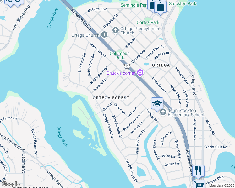 map of restaurants, bars, coffee shops, grocery stores, and more near 4689 Homestead Road in Jacksonville