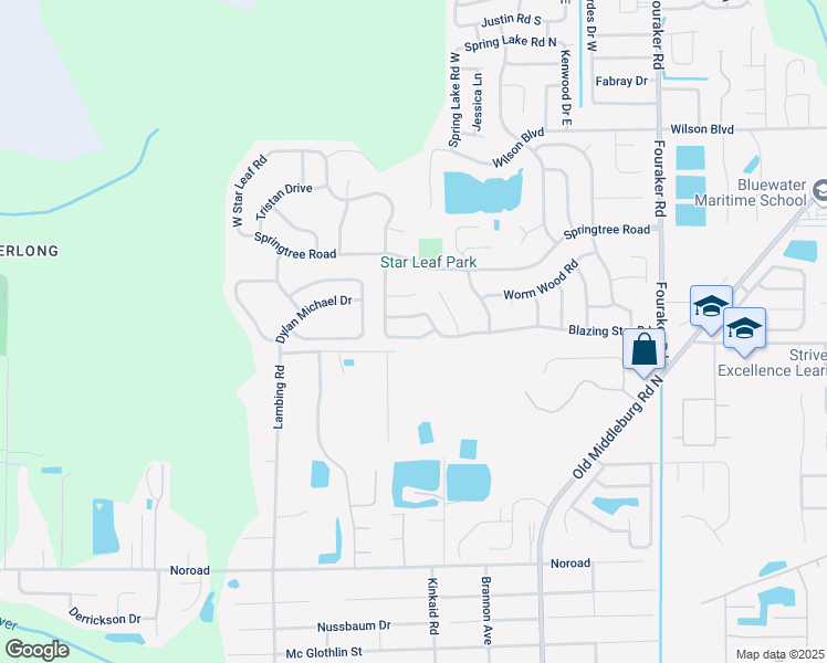 map of restaurants, bars, coffee shops, grocery stores, and more near 8493 Blazing Star Court in Jacksonville