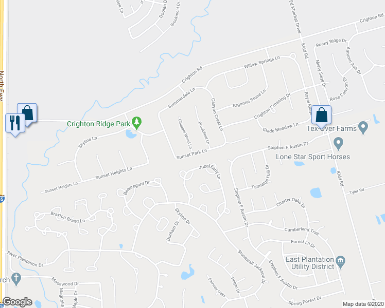 map of restaurants, bars, coffee shops, grocery stores, and more near 8917 Sunset Park Lane in Conroe