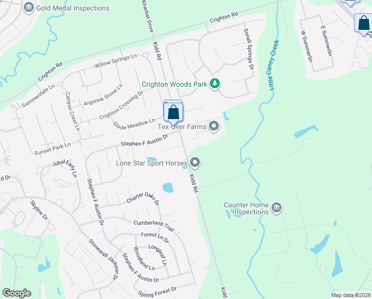 map of restaurants, bars, coffee shops, grocery stores, and more near 13259 Kidd Road in Conroe