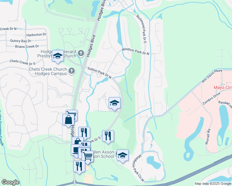 map of restaurants, bars, coffee shops, grocery stores, and more near 13810 Sutton Park Drive North in Jacksonville