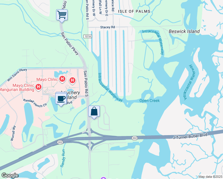 map of restaurants, bars, coffee shops, grocery stores, and more near 4425 Tradewinds Drive in Jacksonville