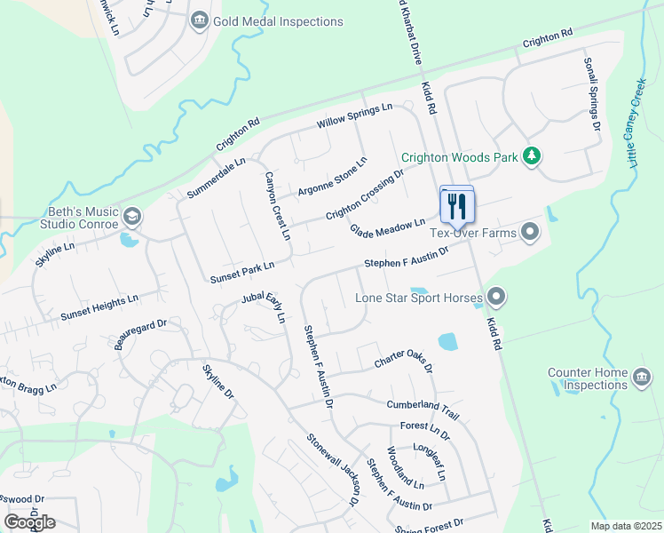 map of restaurants, bars, coffee shops, grocery stores, and more near 8978 Fallsbrook Court in Conroe