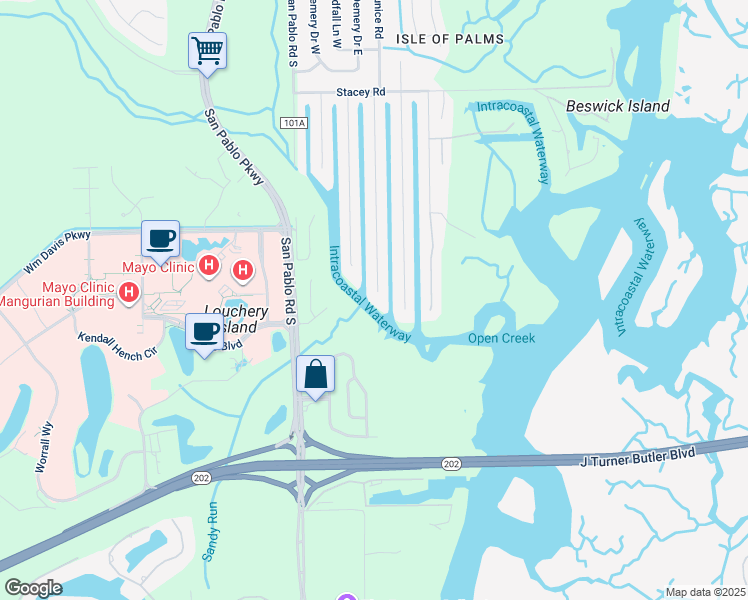 map of restaurants, bars, coffee shops, grocery stores, and more near 4425 Tradewinds Drive in Jacksonville